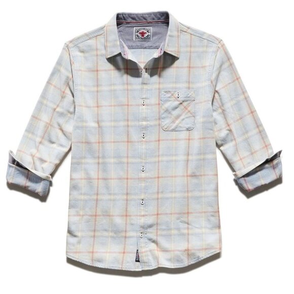 Flag & Anthem Reston Vintage Wash Button  Down Long Sleeve Plaid Shirt - Picture 3 of 15